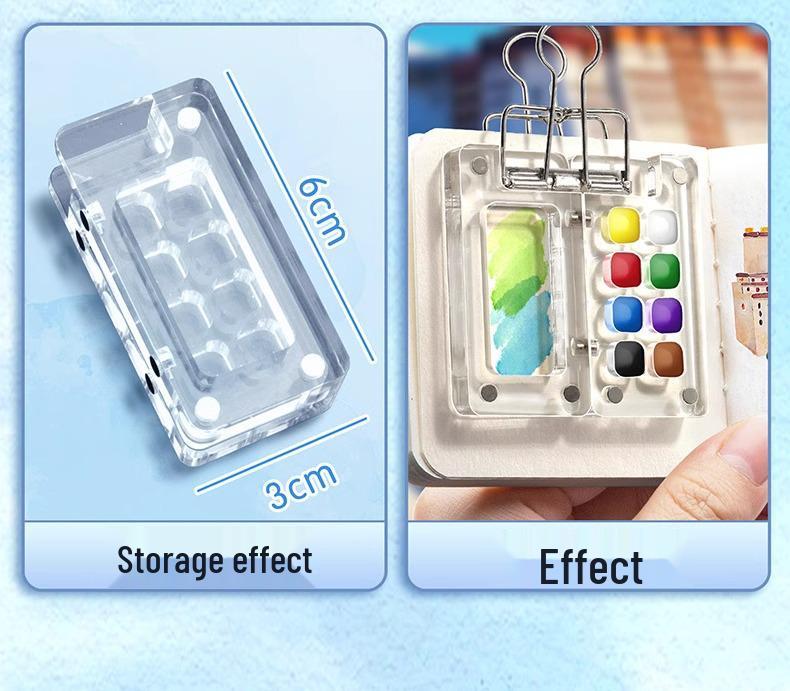 Portable Mini Watercolor Kit: Transparent High-Transmittance Plastic with Separate Compartments for Sketching and Travel