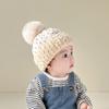 Warm Baby Beanie for Boy Girl Simplicity Solid Color Dot  Style Hat for Toddler Autumn Winter Warm Hat with Plush Ball