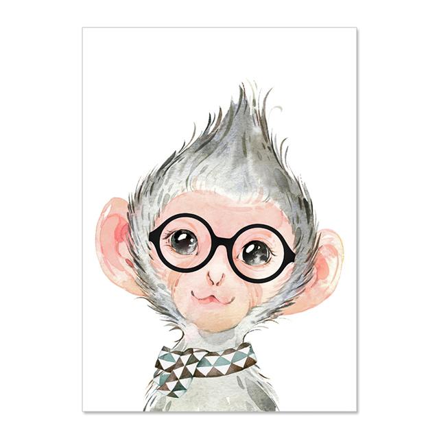 Cartoon Funny Animal Elephant Tiger Monkey Baby Posters And Prints Wall Art Canvas Painting Wall Pictures Kids Room Décor No Frame