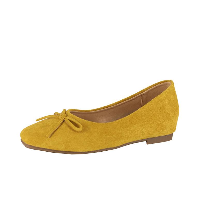 

Туфли Мэри Джейн с французским бантом и квадратной головкой, женские, 2025, новые, ретро, универсальные, с одной педалью, легкие, с горлом, для поездок на работу 40 жёлтый