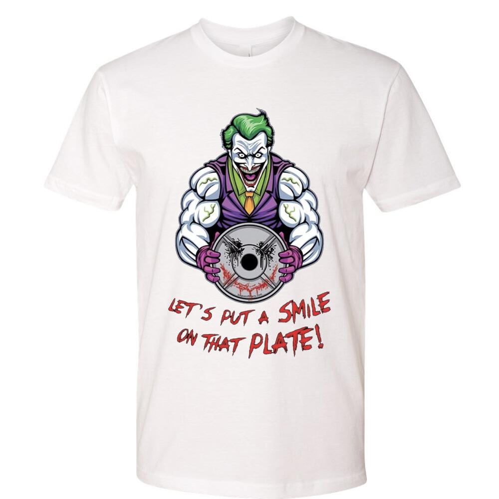 Muscle Joker put a smile Unisex T shirt Funny workout gym weightlifting tee S разноцветный