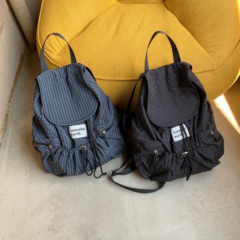 Schoolbag New Plaid Backpack Design Casual Large-capacity Travel Bag Lightweight Backpack Korean Backpack Versatile
