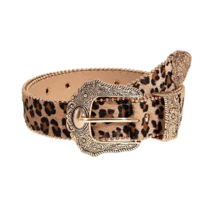 2000s Waistbelt for Women Decorative Belt for Pants Skirt Fashion Leopard Pattern Belt Popular Belt Elegant Buckle Belt