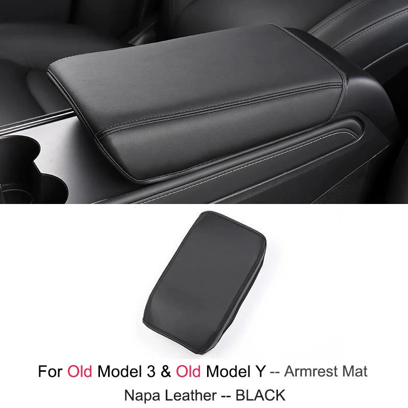 For Tesla Model Y Juniper Model 3 Highland Armrest Box Napa Leather Protective Pad Non-destructive Install Suede Armrest Cushion Old 3Y Black