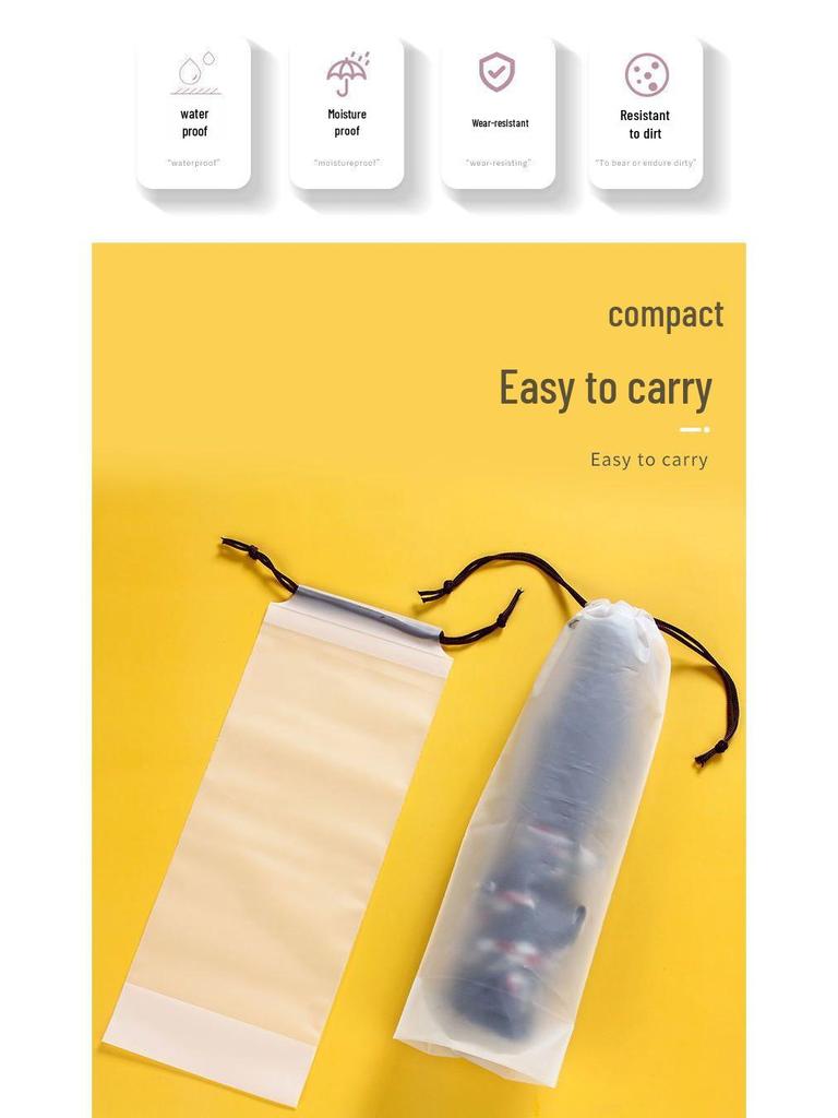 Waterproof Folding Umbrella Storage Bag - Travel-Friendly, Anti-Wet, Transparent Drawstring Cover