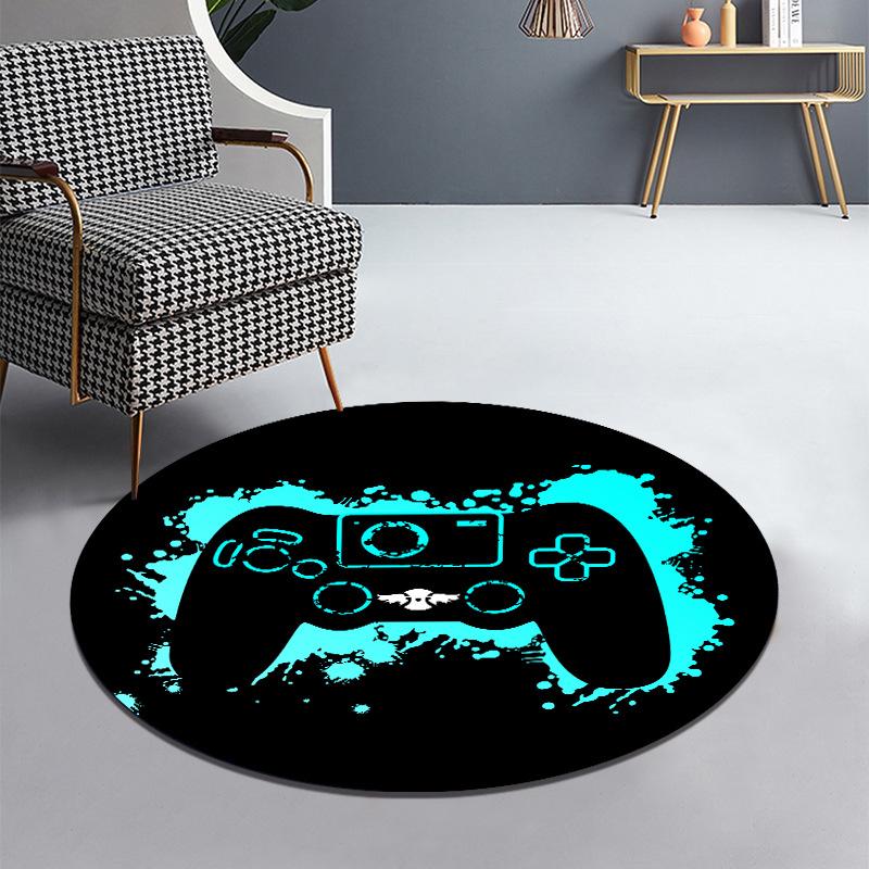 Okrągły kolorowy dywanik do gier, antypoślizgowy, do salonu, do pokoju e-sportowego, dywanik wejściowy nadający się do prania w pralce