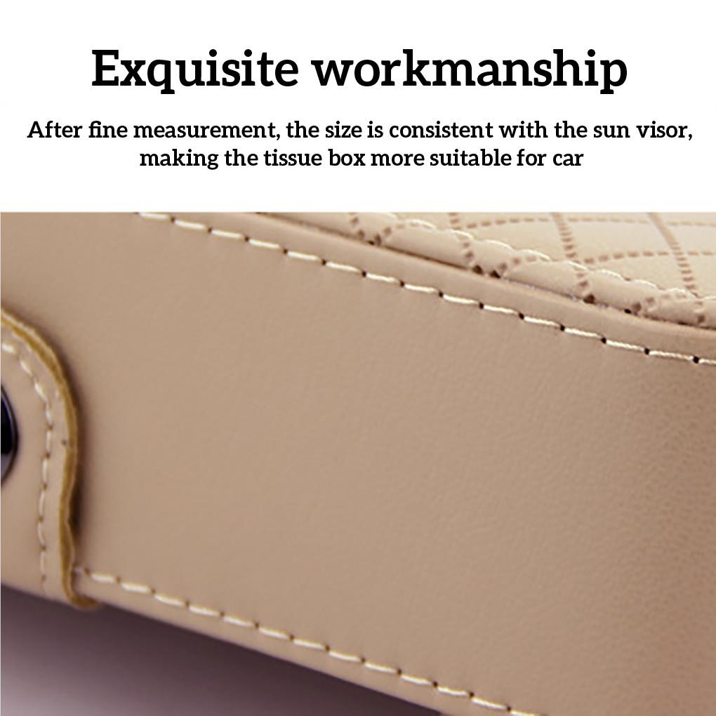 Car Tissue Holder Sun Visor Napkin Case Faux Leather Vehicle Backseat Paper Towel Box Tray Container Hanging Style