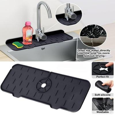 1Pcs Silicone Faucet Mat Water Ripples Kitchen Bathroom Drainage Pad Wash Basin Large Sink Splash Pad Countertop Protector