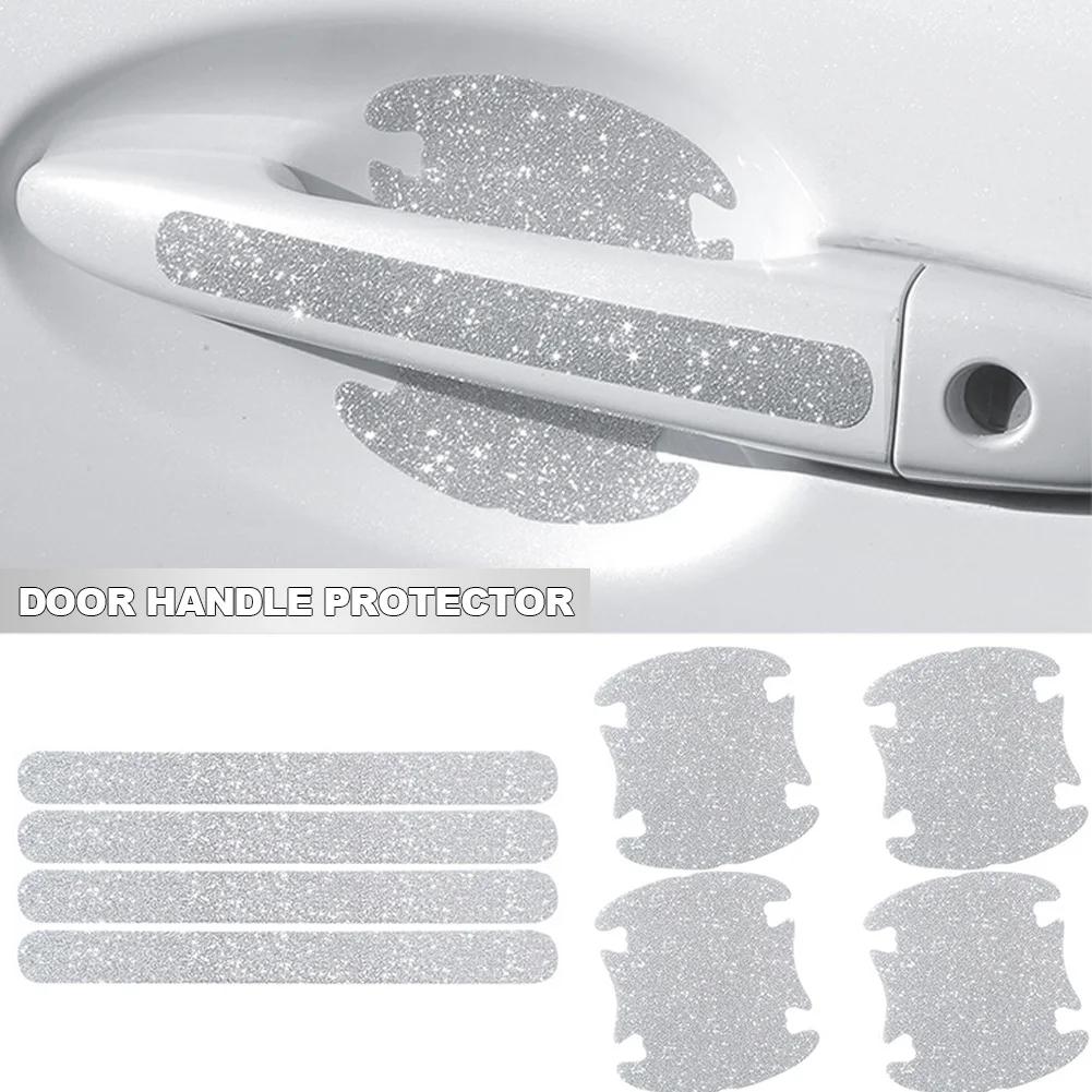 4X Car Door Bowl Handle Reflective Bling Sticker Anti-scratch Protection Rhinestone Decals Auto Door Styling Protector Stickers