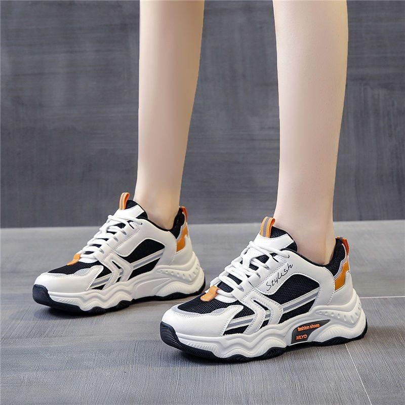 Dad Shoes Women's Spring New Thick-soled Height Increase and Thinness Casual Travel Shoes Trendy Sports Shoes