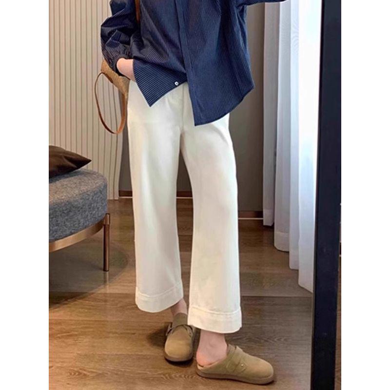 Plus Size High Waist White Jeans for Pear Shape Women - Loose, Slimming, Cropped, Straight Wide Leg Pants