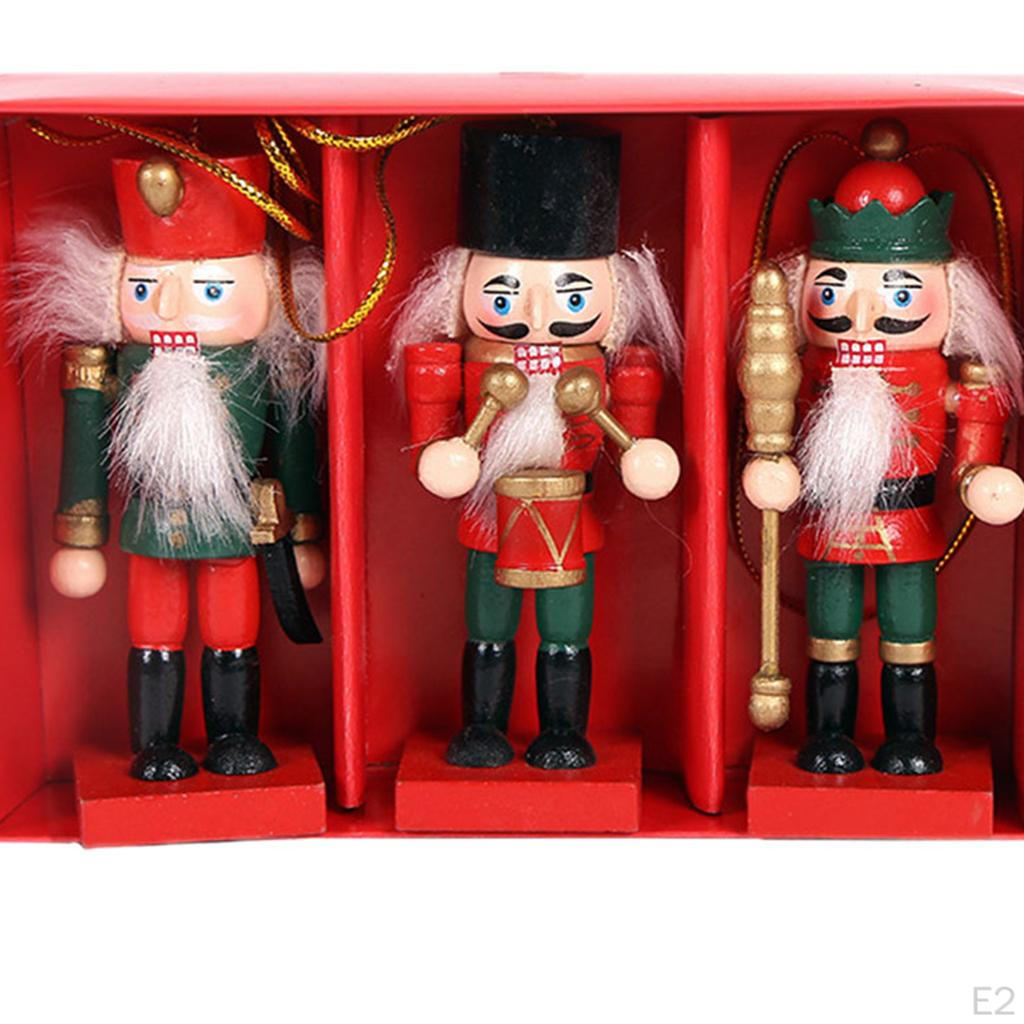 10cm Wooden Nutcracker Soldier Ornaments Kit Hanging Decor Gift
