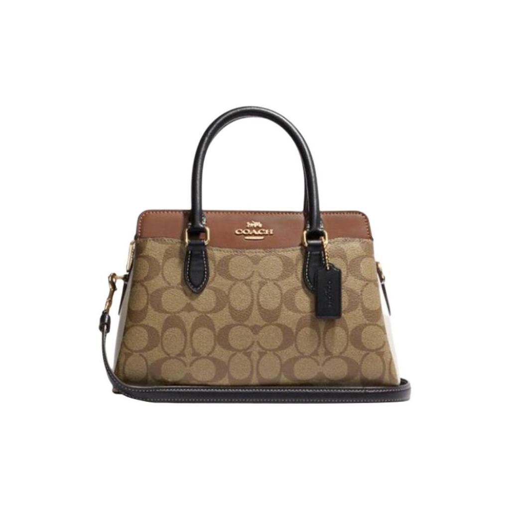 Coach Darcie 26 Classic Monogram Zip Closure Leather Shoulder Crossbody Tote Bag Medium Women handbags Khaki CH287-IME7V