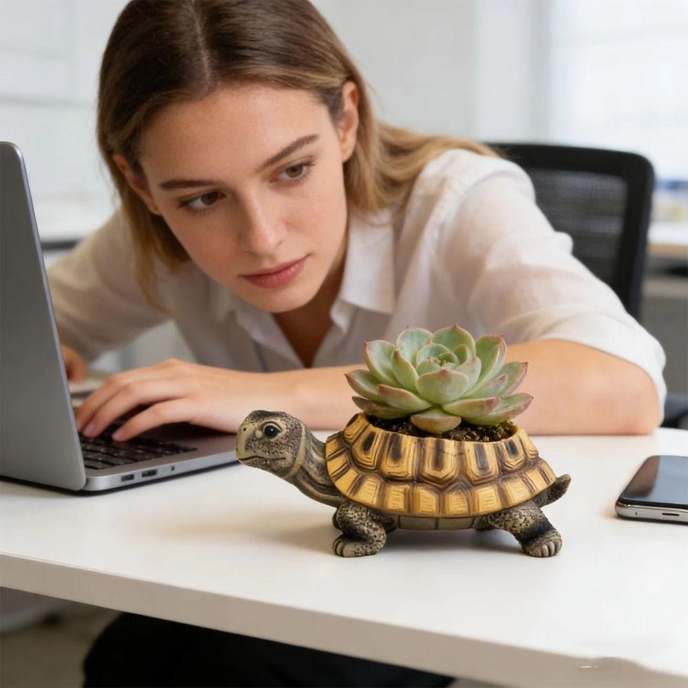 Creative Animal Ornament Vase Simulated Turtle Flowerpot Durable Succulent Planter  Home Office