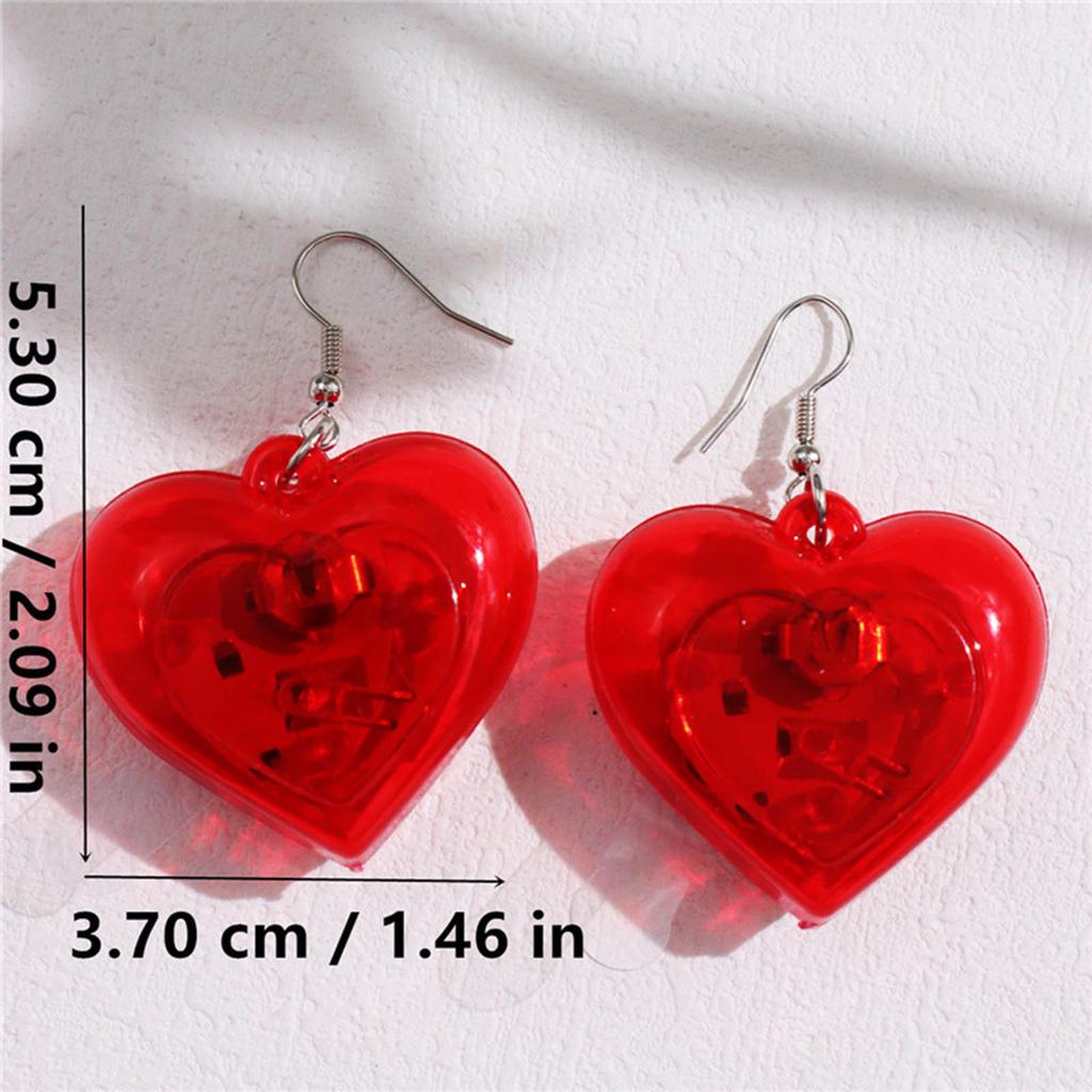 Valentinstag Herz Hängeohrringe Einfache LED-Lichter Herzanhänger Hängeohrringe Schmuck Mode Kleine Creolen