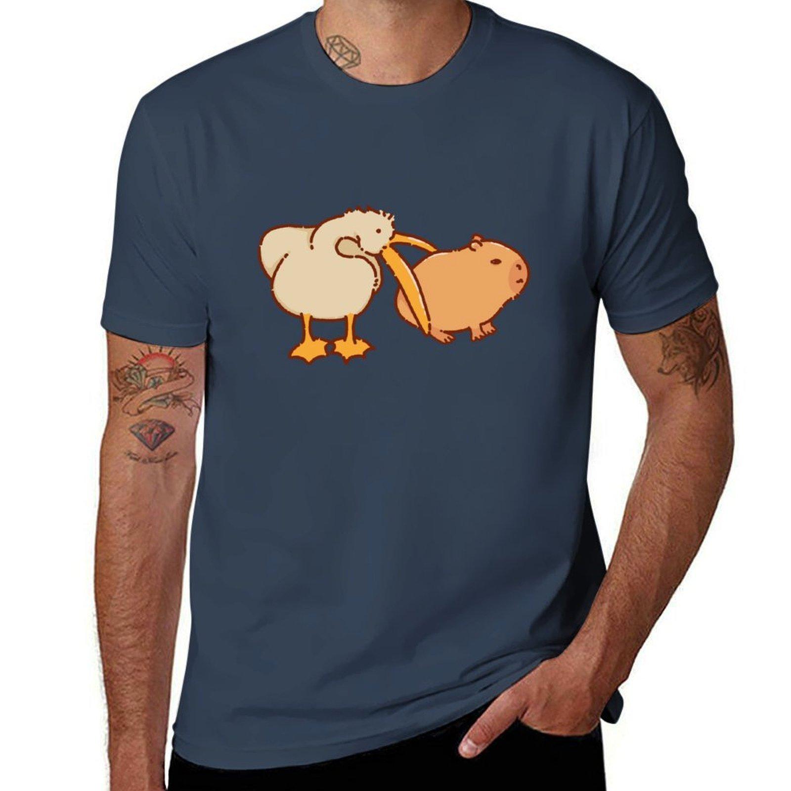 Pelican And Capybara Very Cute Tshirt Outdoor Working Tshirt S