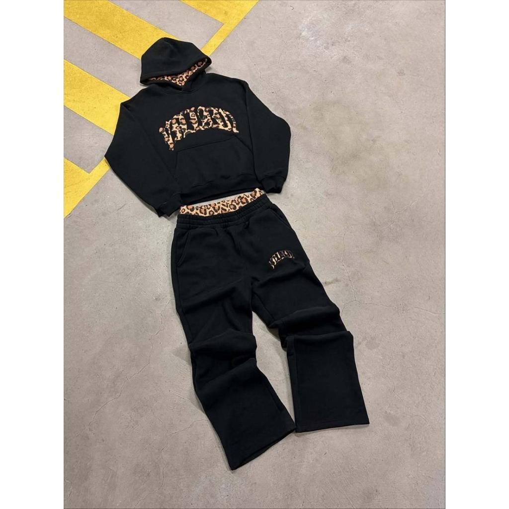 STREETRICH Patch Embroidery 2dílné sady Dámské oblečení Street Fashion Hip Hop Retro Dvoudílné sady Dámské oblečení Volné Neformální Mikina s Kapucí