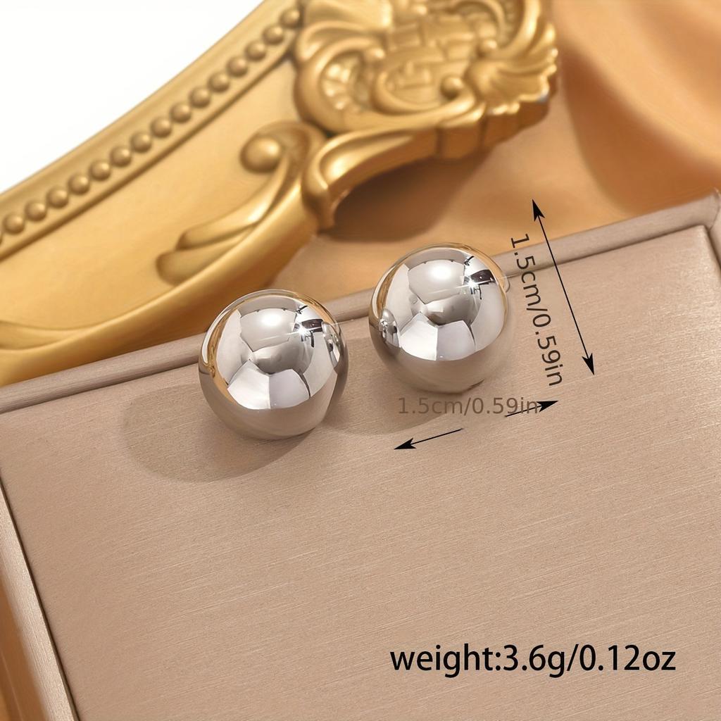 A Pair of Cool and Minimalist Golden Round Ball Earrings, Simple and Stylish, Versatile and Cute, Suitable for Daily Wear By Ladies.