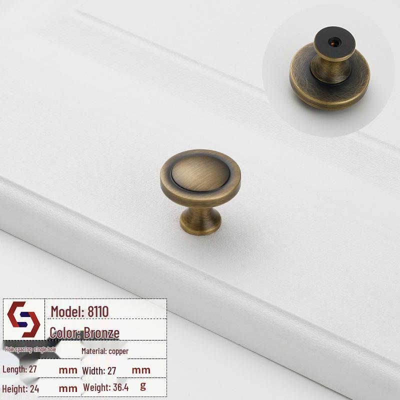 Vintage Brass Handle for Wardrobes, Cabinets, Drawers, and French Doors - Single Hole Light Luxury Style Furniture Hardware