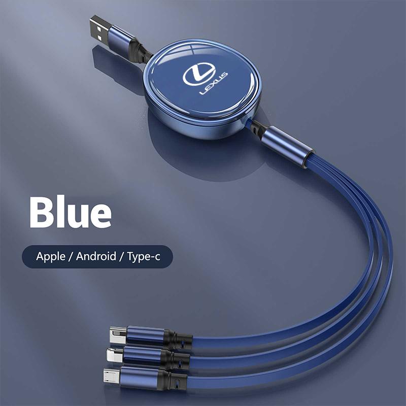 ZAG1 2026 Hot Interior Stickers 100W Car Interior Charging Data Cable Scalable 3 In 1 Phone Charger For Lexus ES300 RX330 RX300 GS300