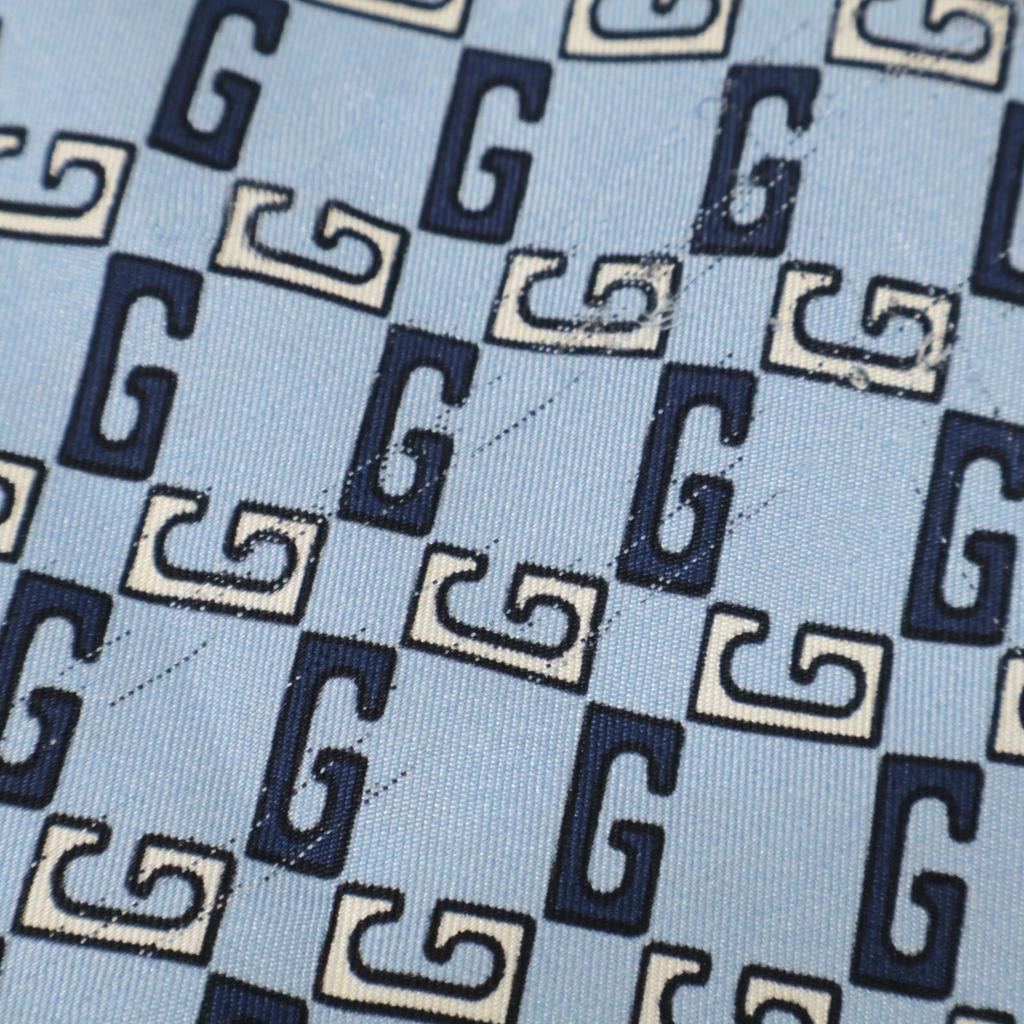 GUCCI 690464 22Stainless Steel 690464 ZAIZX Geometric G Print Short Sleeve Bowling Shirt tops 48 blueUsed