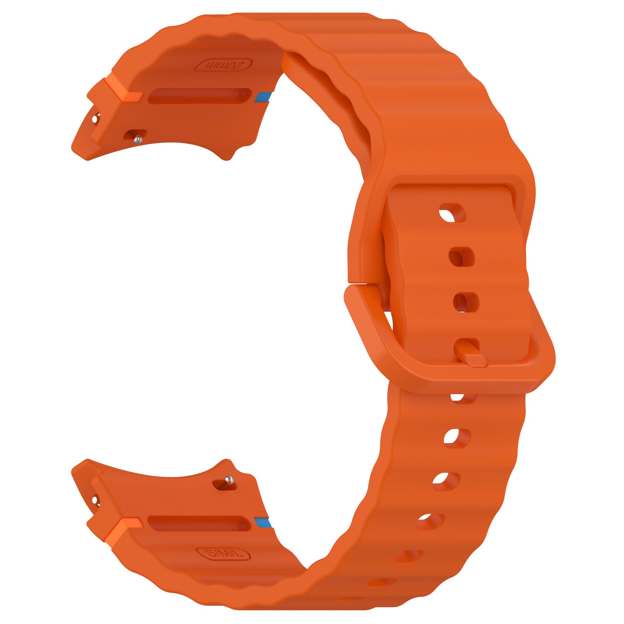 

For Samsung Galaxy Watch FE/Watch7 40mm 44mm Silicone Wave Texture Watch Band Replacement Straps White