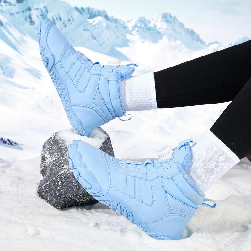 Winter parent-child five-finger cotton shoes short boots velvet warm waterproof non-slip snow boots wild camping hiking shoes