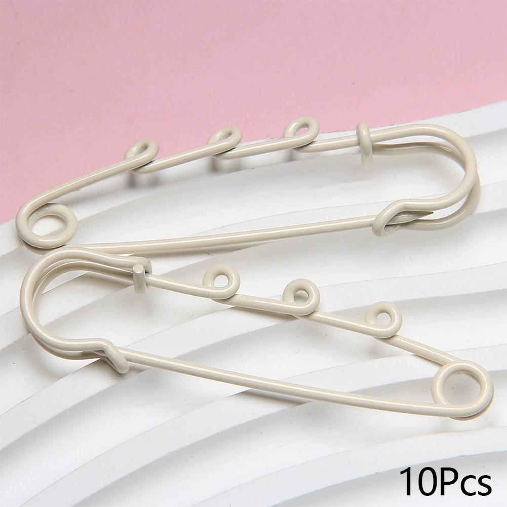 10pcs Metal Safety Pins Brooch Sewing Clothes Pins With 3Loops For Tags DIY Crafts Jewelry Making Findings