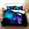 3D Neon Rider Drives Sport Cars Pattern Bedding Set Duvet Cover Pillowcase Single Double Twin Full Queen King for Bedroom Decor
