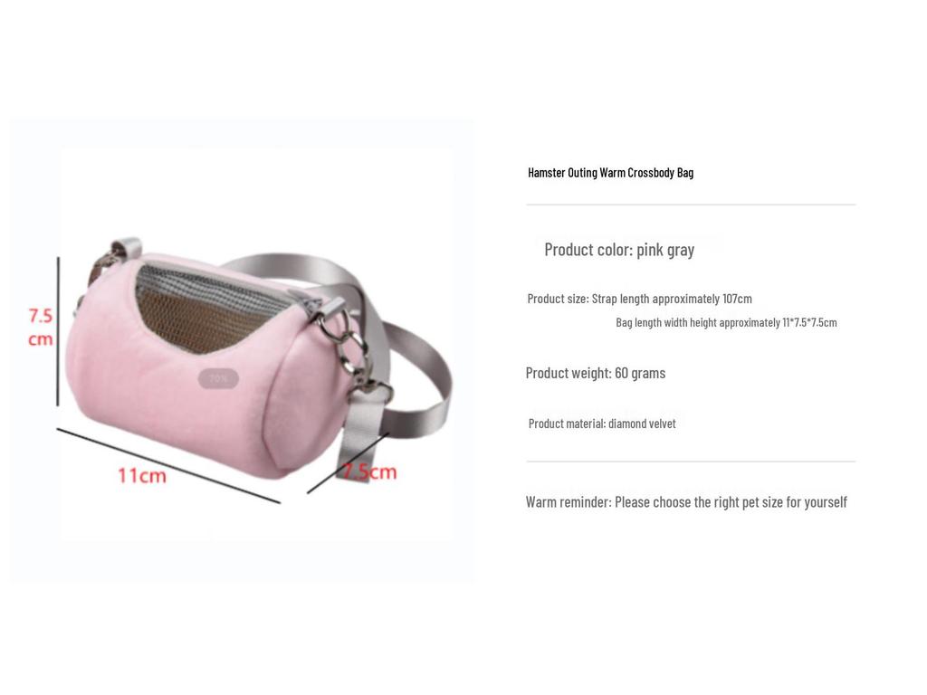 Warm Crossbody Backpack for Hamsters & Sugar Gliders - Portable Pet Outing Bag