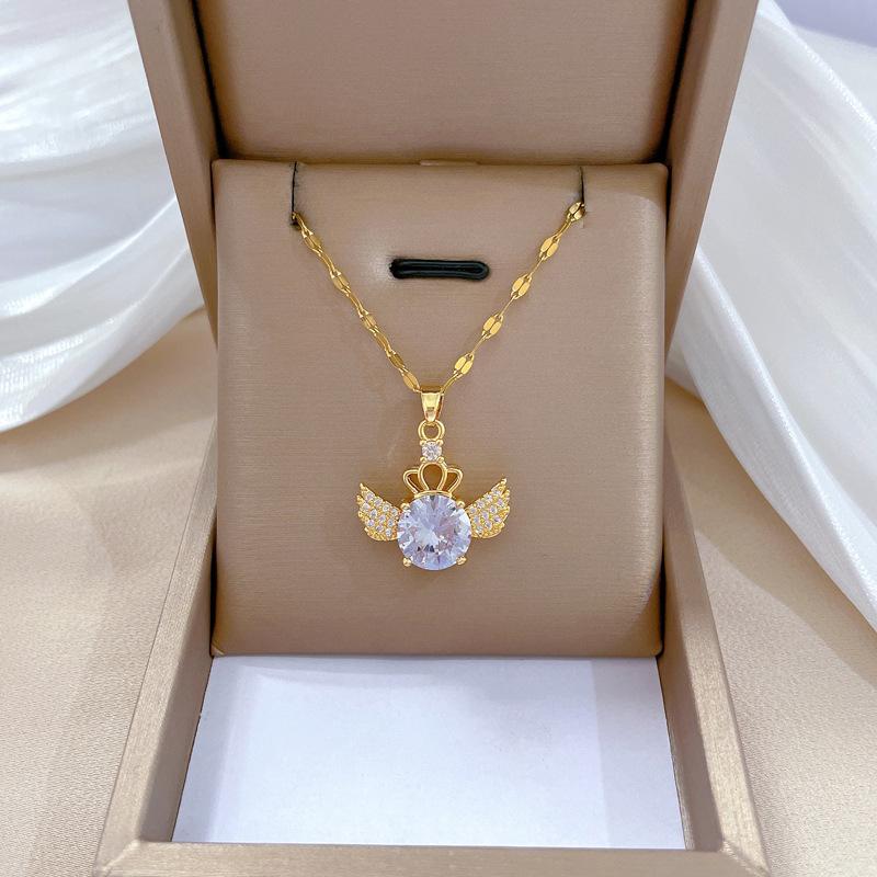 Micro-Setting Temperament Light Luxury Full Of Diamonds Real Gold Exquisite Micro-Setting Necklace Women'S Fashion Trend Collarbone Chain
