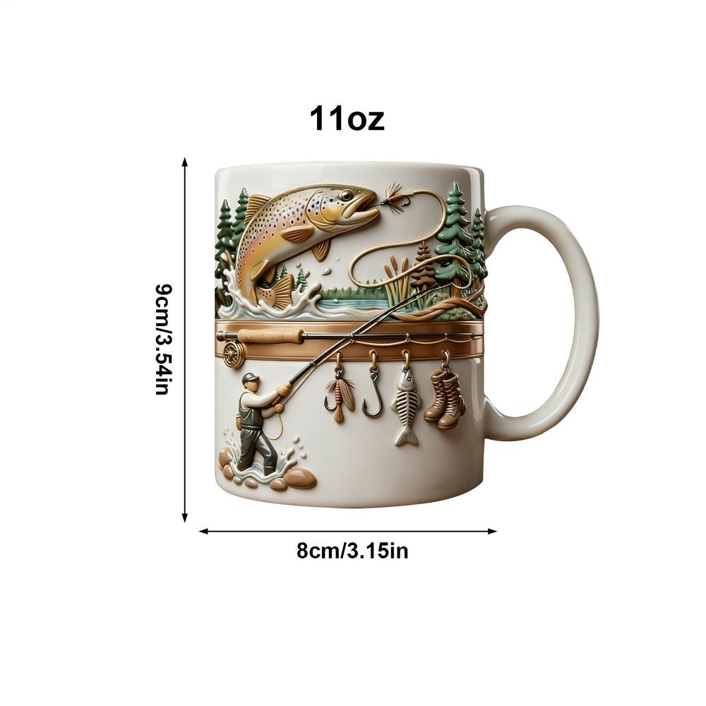 

350ml Ceramic Fishing Mug Funny Novelty Drinkware Fisherman Coffee Mug for Cold Weather Outdoor Fishing Camping Hiking Picnic 350ml білий
