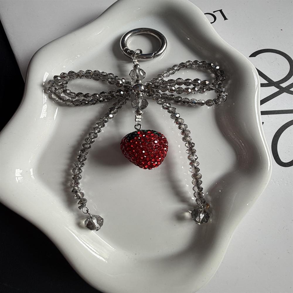 Luxury Rhinestone Strawberry Pendant Phone Strap & Keychain