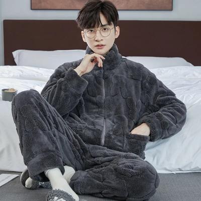 Men's Autumn Winter Thicken Warm Pajamas Sets Flannel 2 Piece Sets Sleepwear Male Home Suit Soft Nightwear Pijama Loungewer