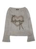 SETSETSET Moon Heart Ruffle Knit Top Beige