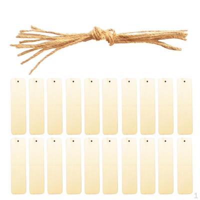 20 Stück rechteckige Lesezeichen aus Holz für Scrapbooking, DIY-Basteln mit Schnur