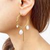 Gold Freshwater Pearl Vintage Hoop Ring Earrings