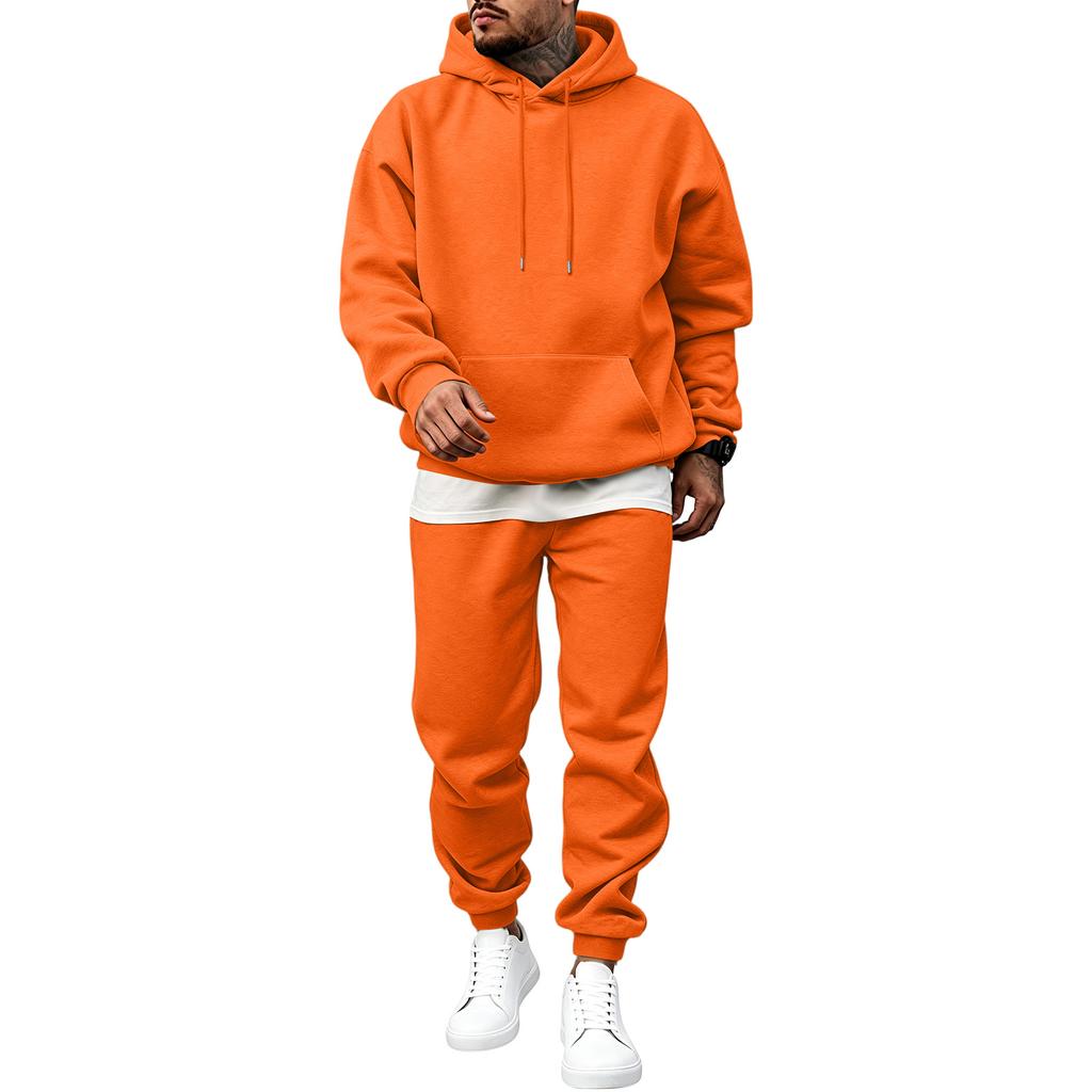 Men's Hooded Sweatsuit Set with Loose Fit for Fall Winter Casual Athletic Wear