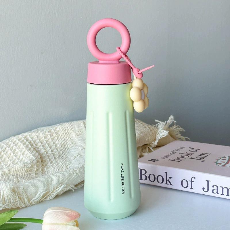 

Stainless Steel Thermos Cup with Flower Handle – Durable, Portable, Ideal for Girls 450ml зелёный