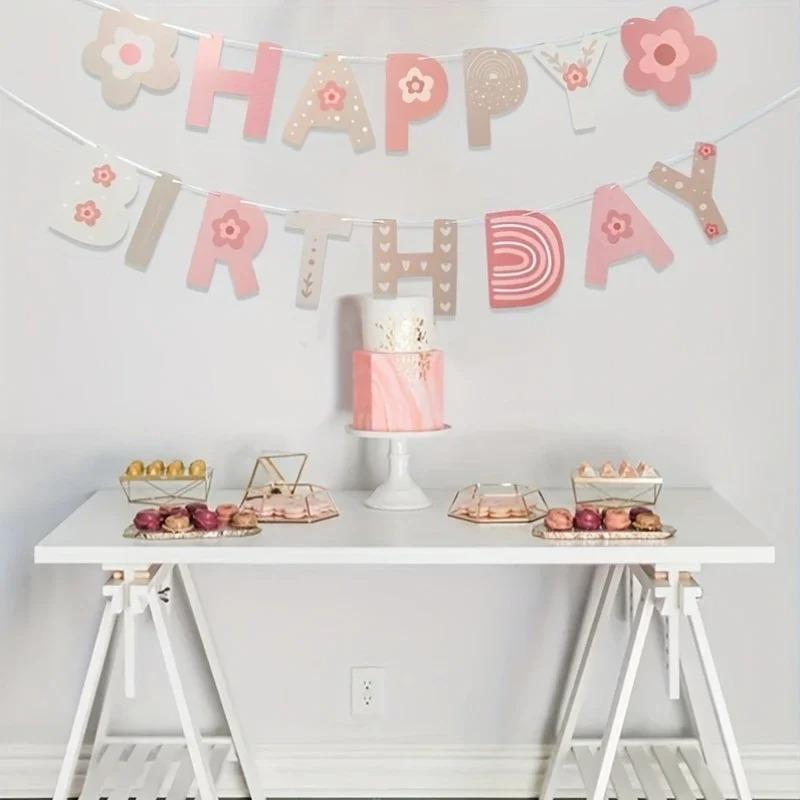 First Birthday Banner with ONE Text Garland Style Decoration for Infant Boys and Girls Perfect As Party Decor Memorial Keepsake