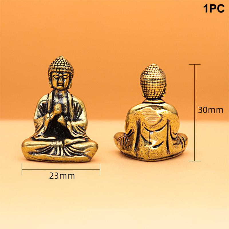 Čistá mosaz miniaturní dekorace Buddhy Šákjamuni domácí dekorace miniaturní figurka