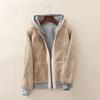 Women Plus Size Hooded Zip Up Jacket, Autumn Winter Solid Color Fleece Lined Thick Warm Hoodie Coat For Students