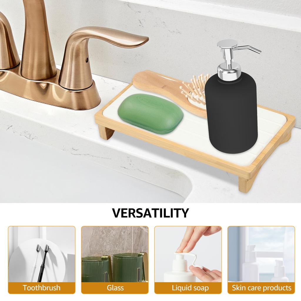 Spülbeckencaddy Tablett Seifenhalter Soforttrocknend Küchen-Badezimmer-Organizer Diatomeenerde Stein Trocknungsmatte Mehrzweck-Organizer