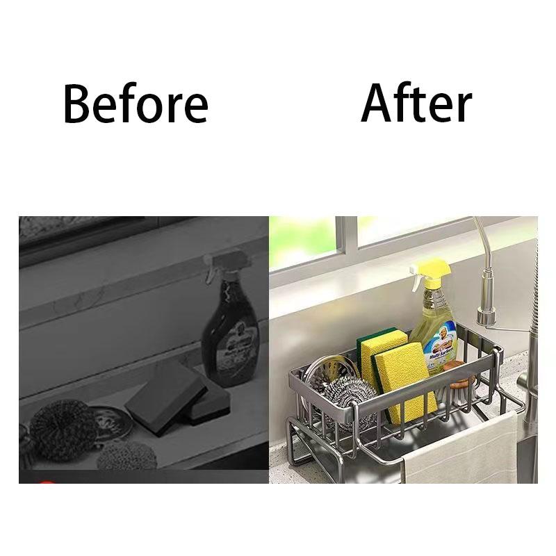 1PCS ABS Kitchen Storage Rack Drainage Countertop Rack With Holder Sink Cloth Multifunctional Faucet Scouring Pad Storage
