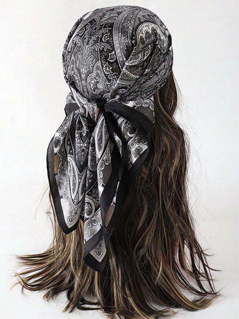 Luxury 70*70cm Square Silk Satin Scarf Women Handkerchief Printed Female Hijab Head Bandana Small Hair Neck Muffler Scarves