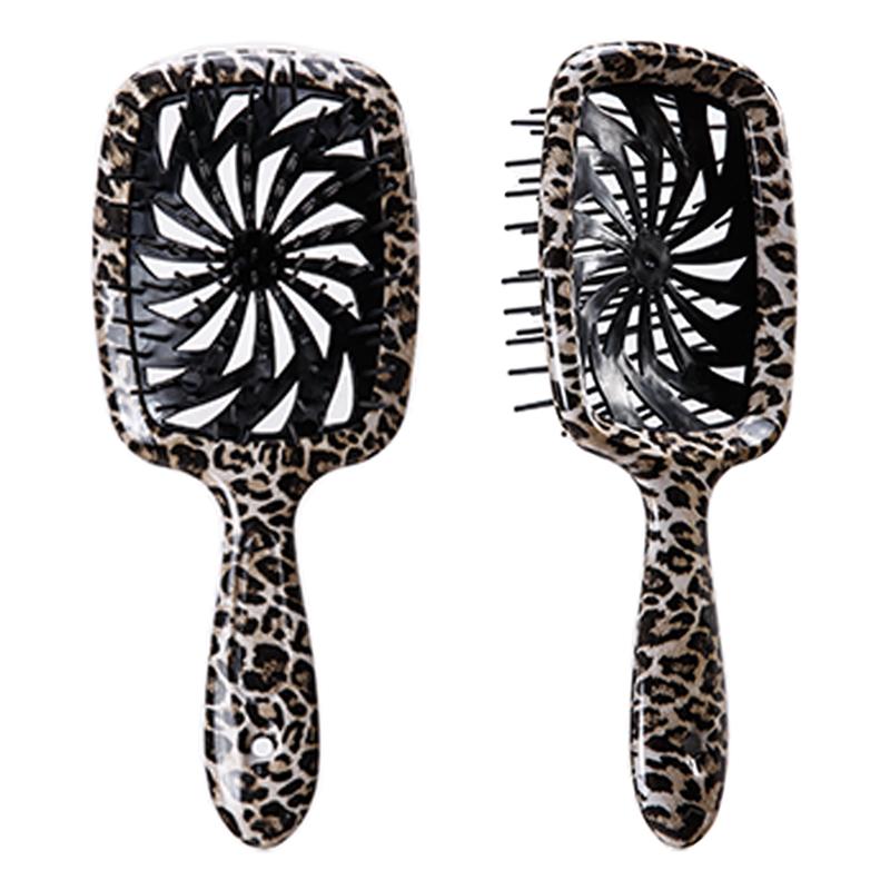 1pc Hair Brush Leopard Print Scalp Massage Comb Hollow Out Windmill Comb Anti-frizz Air Cushion Salon Styling Tool Winter Gift