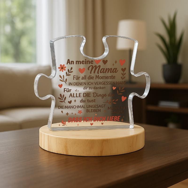 2D Flat, German Mom Puzzle-Shaped Acrylic Desktop Decoration Plaque, Home Decor Plaque Hanging Wall Art Decorative Garden Decoration for Room Door Sig