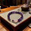 Natürliches Amethyst- und Rosa-Kristall-Perlenarmband - Einfacher Chinesischer Stil