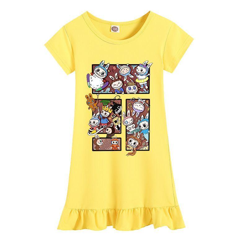 

Children s Labubu Cartoon Dress Summer Home Wear Girls Labubu Short-sleeved Princess Dress 150