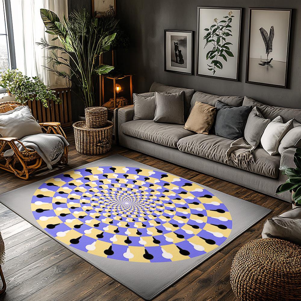 

Tuniu Optical Illusion Round Rug Non-Slip Floor Mat Creative Home Decor Room Carpet 50cm x 80cm